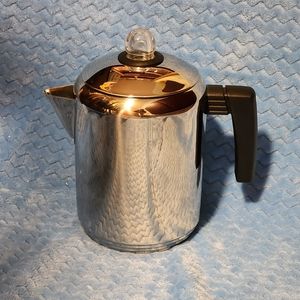 Vintage COPCO Stainless Steel 4-8 Cup Stove Top Percolator, Complete